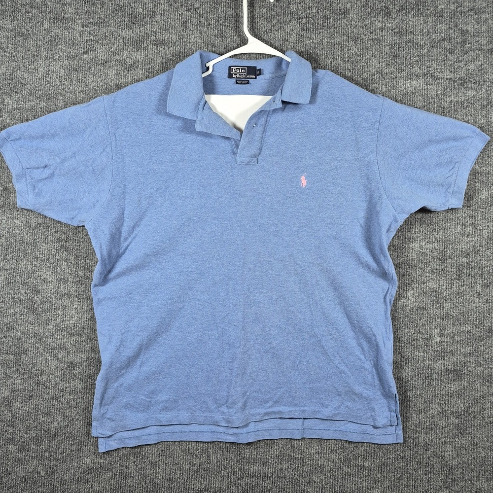 Vintage POLO Ralph Lauren Shirt Blue /Pink Pony XL